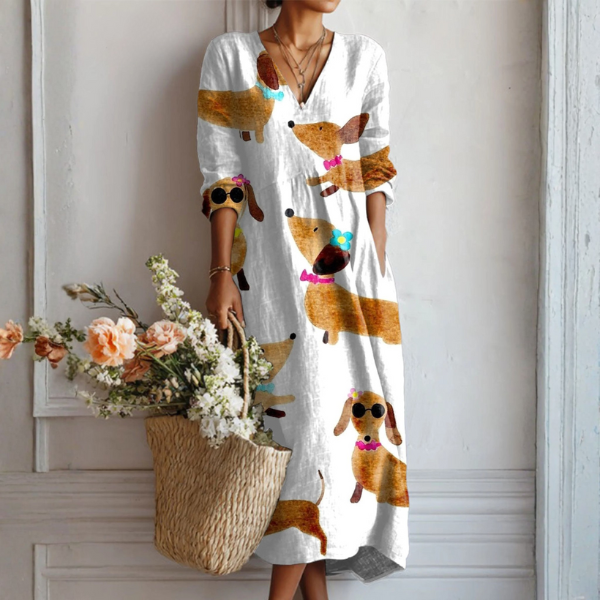 Sharon | Playful Dog Print Dress